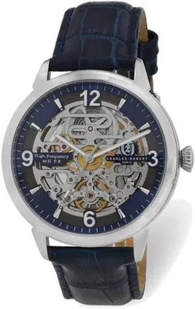 Pre-owned Charles-hubert Charles Hubert Stainless Steel Blue Skeleton Dial Automatic Watch
