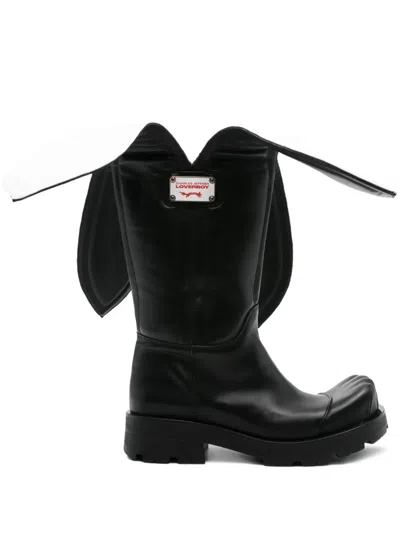 Charles Jeffrey Loverboy 45mm Leather Flap Boots In Black