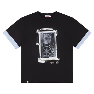 Pre-owned Charles Jeffrey Loverboy Abbey Road Turn Up Tee 'black/blue Stripe' | Men's Size Xl