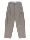 Charles Jeffrey Loverboy Aberdeen Checked Pleated Trousers In Neutrals