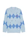 Charles Jeffrey Loverboy Argyle-pattern Distressed Sweater In Blue