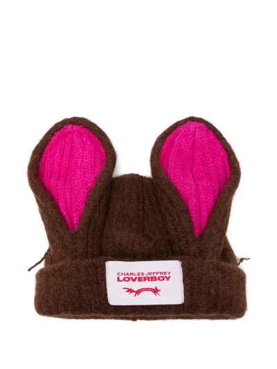 Charles Jeffrey Loverboy Artisanal Rabbit Beanie In Brown