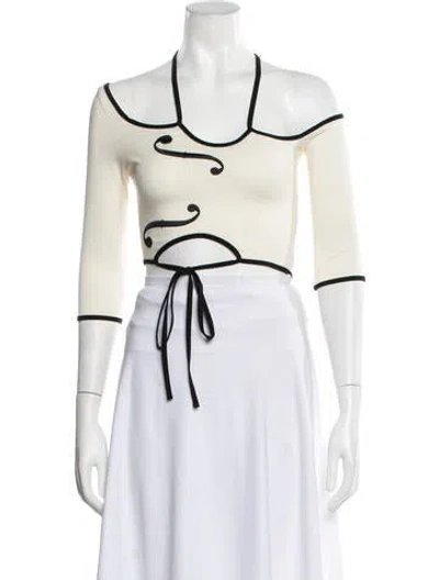 Pre-owned Charles Jeffrey Loverboy Asymmetrical Three-quarter Sleeve Crop Top In Neutrals
