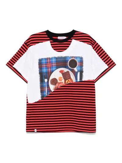 Charles Jeffrey Loverboy Auld Hag Double T-shirt In Red + Black Stripe