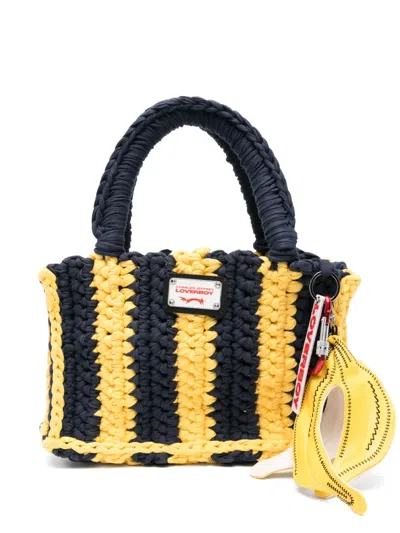 Charles Jeffrey Loverboy Banana Peel Keyring-detail Bucket Bag In Blue