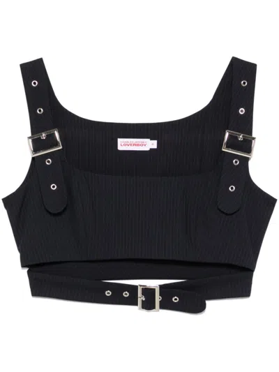 Charles Jeffrey Loverboy Belted Crop Top In Blue