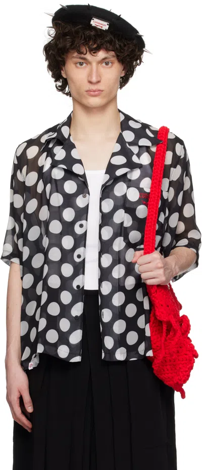 Charles Jeffrey Loverboy Black & Off-white Polka Dot Shirt In Black + White Polka