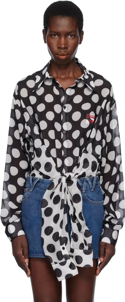 Charles Jeffrey Loverboy Black & White Hug Blouse In Black + White Polka
