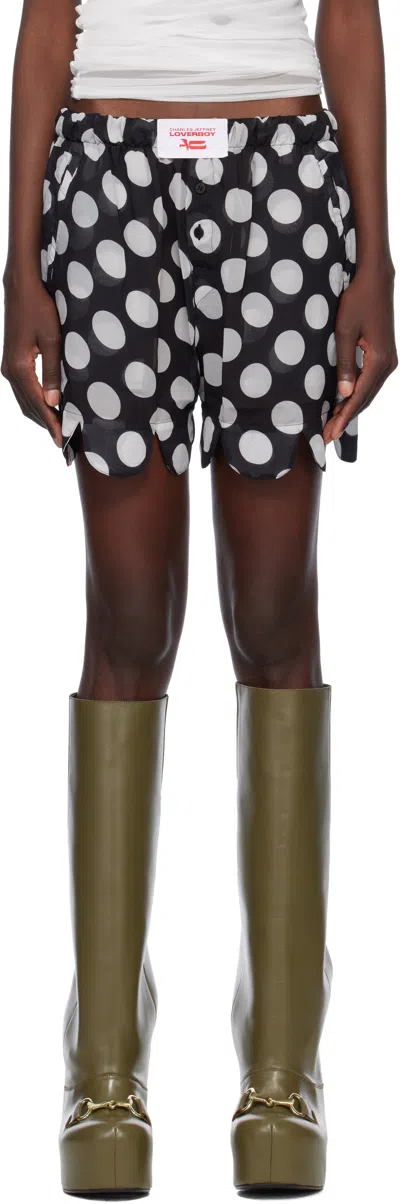 CHARLES JEFFREY LOVERBOY BLACK & WHITE SCALLOPED BOXER SHORTS