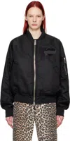 Charles Jeffrey Loverboy Black Appliqué Bomber Jacket In Black Aviator Twill