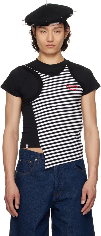 Charles Jeffrey Loverboy Black Baby Muscle T-shirt In Black + White