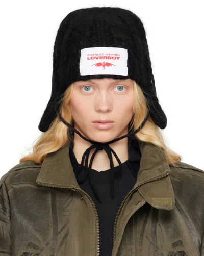 Charles Jeffrey Loverboy Black Chunky Aviator Beanie