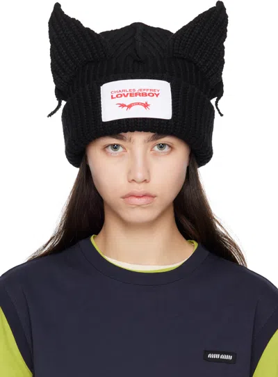 Charles Jeffrey Loverboy Black Chunky Ears Beanie
