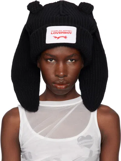 Charles Jeffrey Loverboy Black Chunky Rabbit Beanie