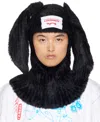 Charles Jeffrey Loverboy Black Fluffy Rabbit Balaclava In Black