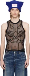 Charles Jeffrey Loverboy Black Graphic Net Tank Top In Black