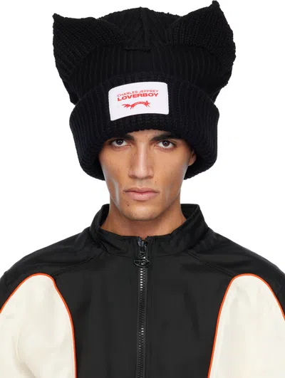 Charles Jeffrey Loverboy Supersized Chunky Ears Beanie In Black