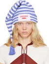 Charles Jeffrey Loverboy Blue & White Sloppy Giuseppe Beanie In Blue + White Stripe
