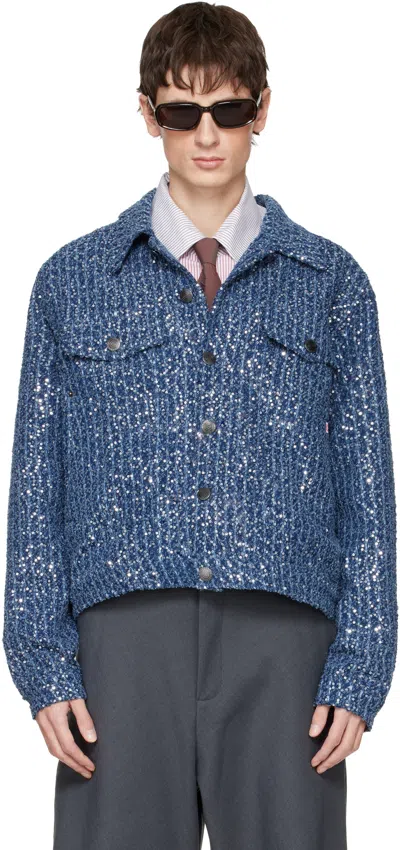 Charles Jeffrey Loverboy Blue Art Denim Jacket