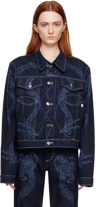 Charles Jeffrey Loverboy Art Denim Jacket In Blue