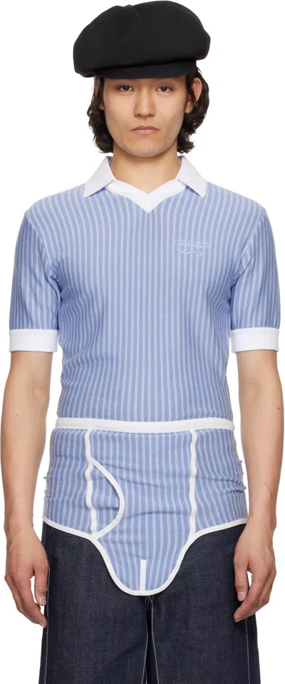 Charles Jeffrey Loverboy Blue Cheeky Onesie Polo In Blue Stripe