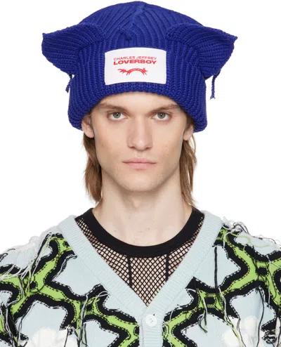 CHARLES JEFFREY LOVERBOY BLUE CHUNKY EARS BEANIE