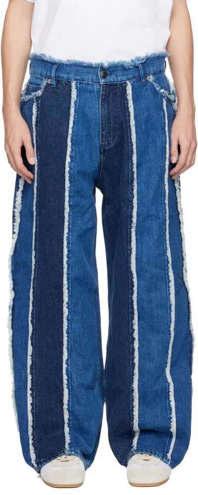 Charles Jeffrey Loverboy Blue Clash Of Clans Edition Frayed Stripe Jeans