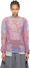 CHARLES JEFFREY LOVERBOY BLUE GRAPHIC LONG SLEEVE T-SHIRT