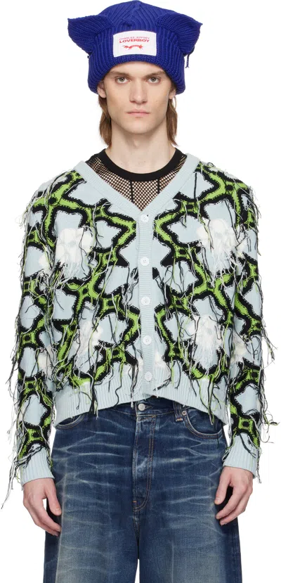 Charles Jeffrey Loverboy Blue Guddle Cardigan In Blue Parliament