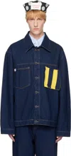 Charles Jeffrey Loverboy Blue Knit Patch Cargo Denim Jacket