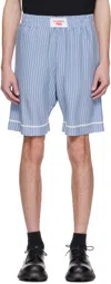 Charles Jeffrey Loverboy Mens Striped Knitted Merino-wool Pyjama Shorts Blue In Blue Stripe