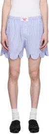 Charles Jeffrey Loverboy Blue Scalloped Boxer Shorts In Blue Stripe
