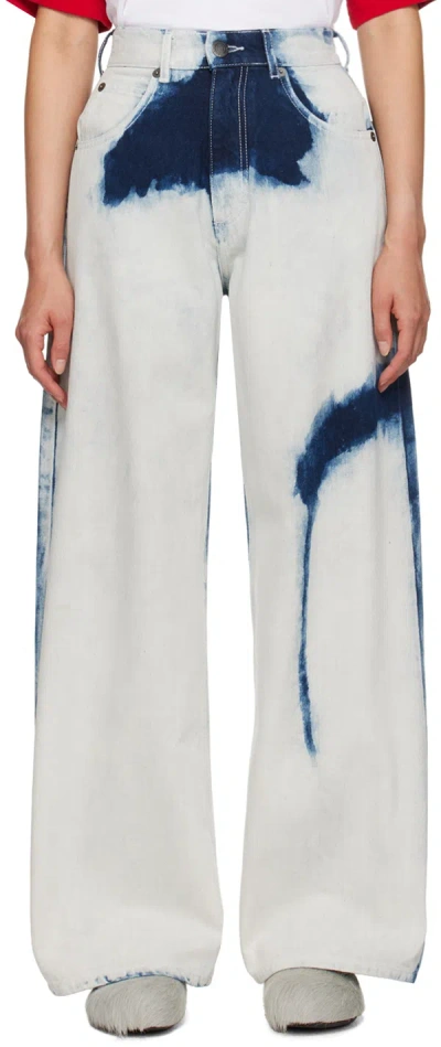 Charles Jeffrey Loverboy Blue Wide Jeans In White Bleach