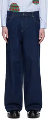 Charles Jeffrey Loverboy Blue Wide Leg Knit Patch Jeans