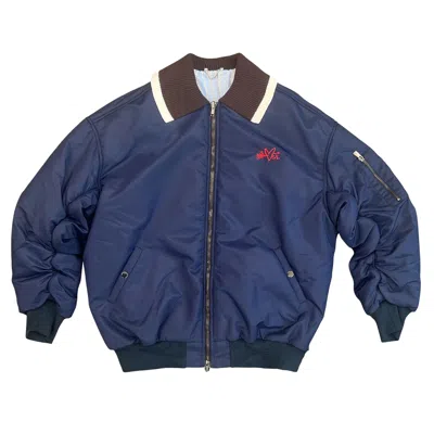 Pre-owned Charles Jeffrey Loverboy Bomber Jacket With Knitted Collar 'navy' | Blue | Men's Size M