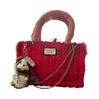 Pre-owned Charles Jeffrey Loverboy Bucket Bag With Bulldog Charm 'red/pink' | Men's Size Onesize