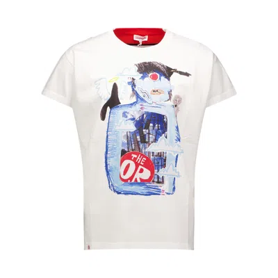 Pre-owned Charles Jeffrey Loverboy Bum Reveal Tee 'white/red Stripe' | Men's Size M