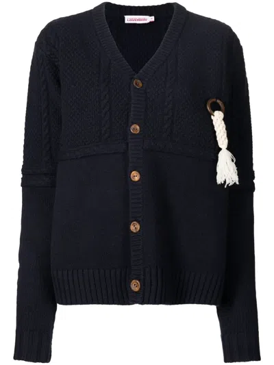Charles Jeffrey Loverboy Cable-knit Panelled Cardigan In Blue