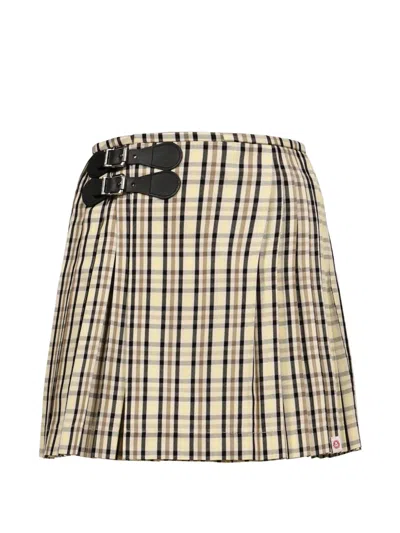 Charles Jeffrey Loverboy Checked A-line Skirt In Burgundy
