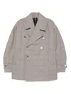 Charles Jeffrey Loverboy Checked Double-breasted Coat In Brown