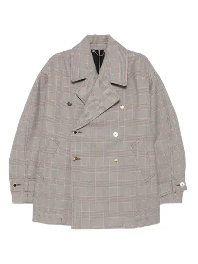 Charles Jeffrey Loverboy Checked Double-breasted Coat In Brown