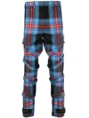 Charles Jeffrey Loverboy Checked Buckle-detailed Trousers In Blue