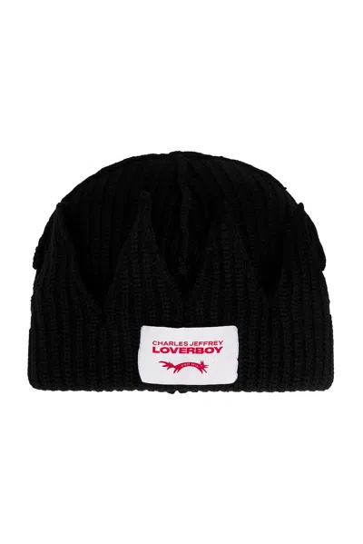 Charles Jeffrey Loverboy Chunky Crown Beanie In Black