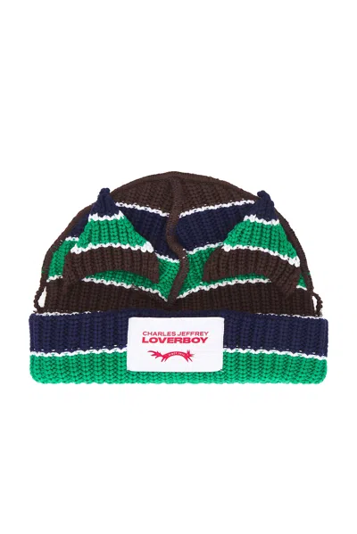 Charles Jeffrey Loverboy Chuncky Striped Ears Beanie In Multi