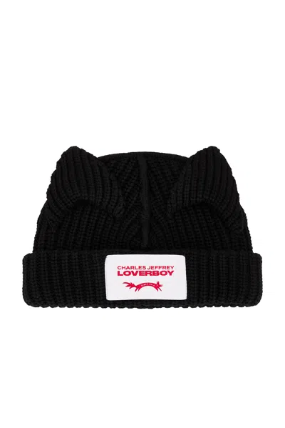 Charles Jeffrey Loverboy Supersized Chunky Ears Beanie In Black