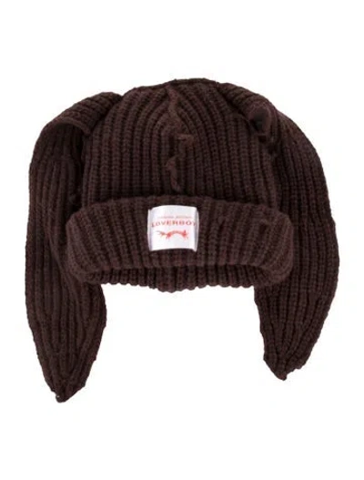 Pre-owned Charles Jeffrey Loverboy Chunky Ears Beanie In Brown