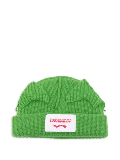 Charles Jeffrey Loverboy Chunky Ears Beanie Hat In Green