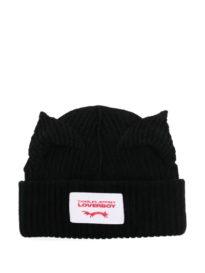 Charles Jeffrey Loverboy Supersized Chunky Ears Beanie In Black