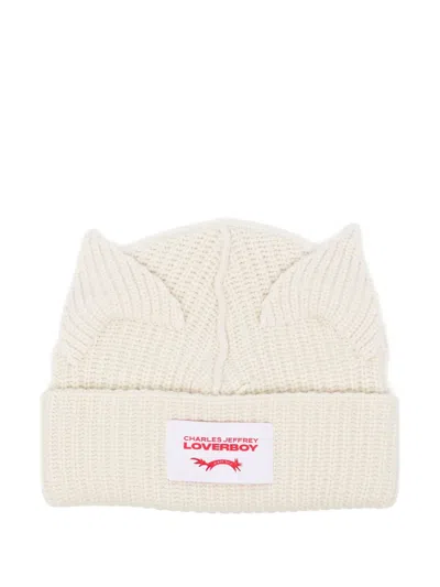 Charles Jeffrey Loverboy Off-white Chunky Ears Beanie In Ecru