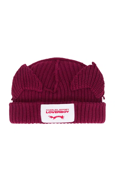 Charles Jeffrey Loverboy Chunky Ears Beanie In Red Bordeaux